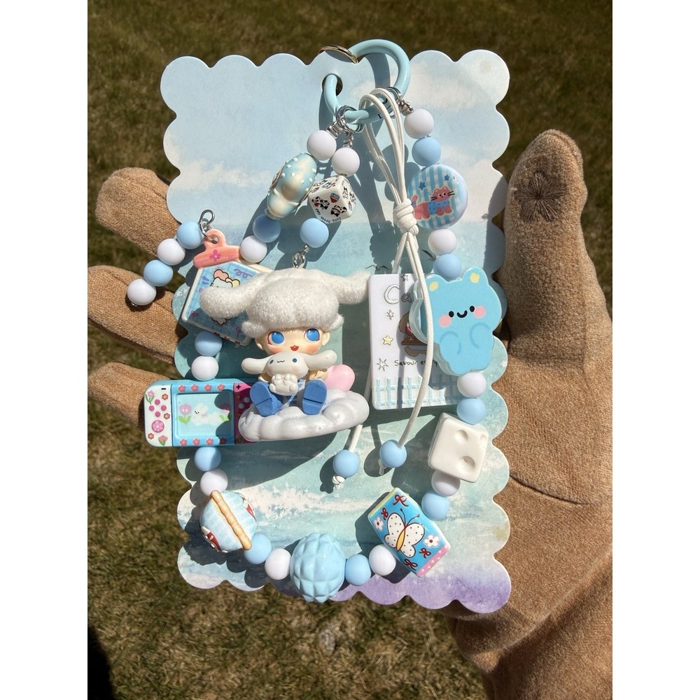 Handmade Dreamy Cloud Boy Suede Hair Carrying‎ Puppy Bag White 3 Layered Charm
